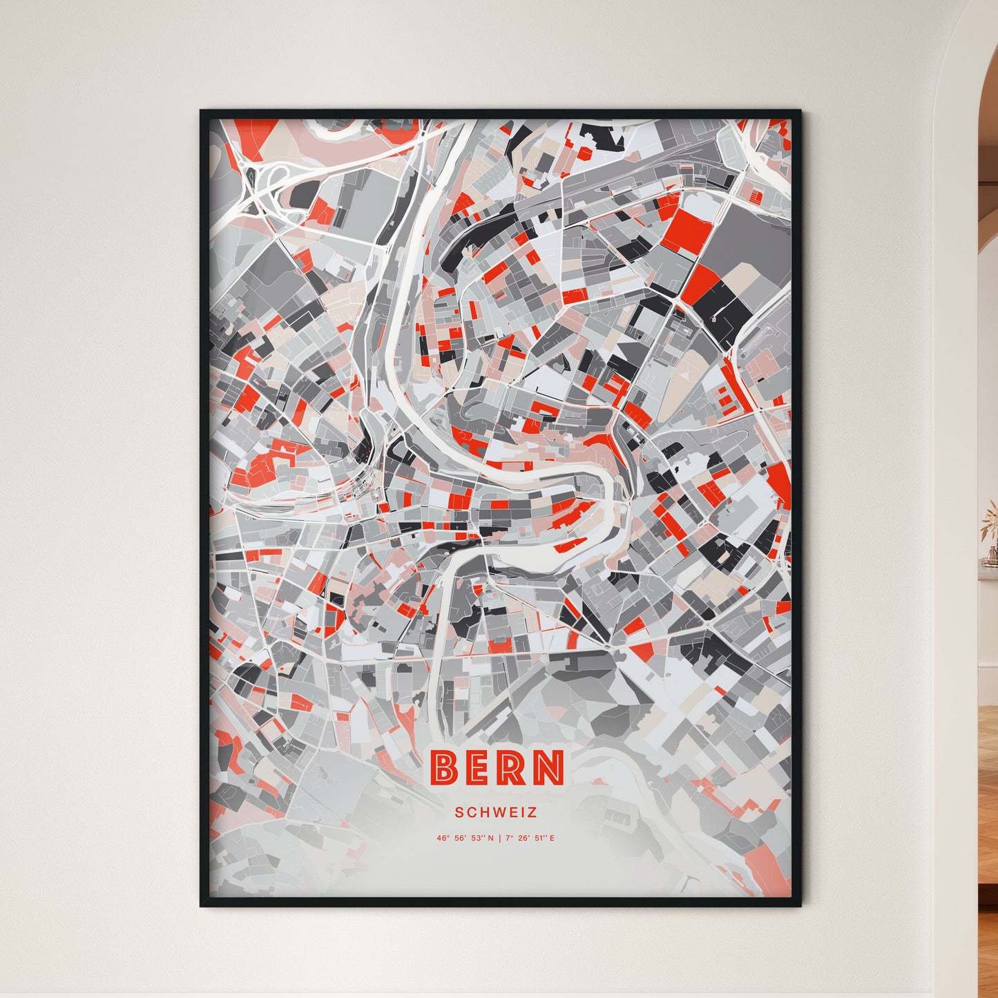 Colorful Bern Switzerland Fine Art Map Modern Expressive