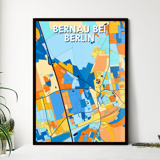 BERNAU BEI BERLIN GERMANY Vibrant Colorful Art Map Poster Blue Orange