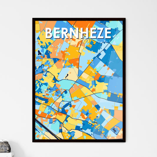 BERNHEZE NETHERLANDS Vibrant Colorful Art Map Poster Blue Orange