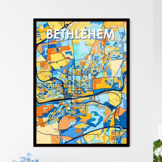 BETHLEHEM PENNSYLVANIA Vibrant Colorful Art Map Poster Blue Orange