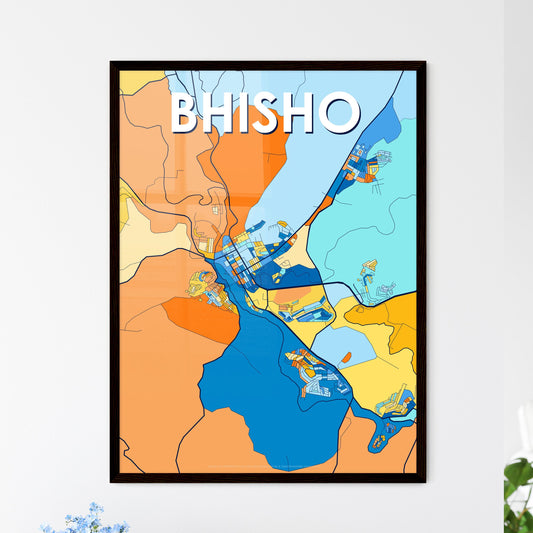 BHISHO SOUTH AFRICA Vibrant Colorful Art Map Poster Blue Orange