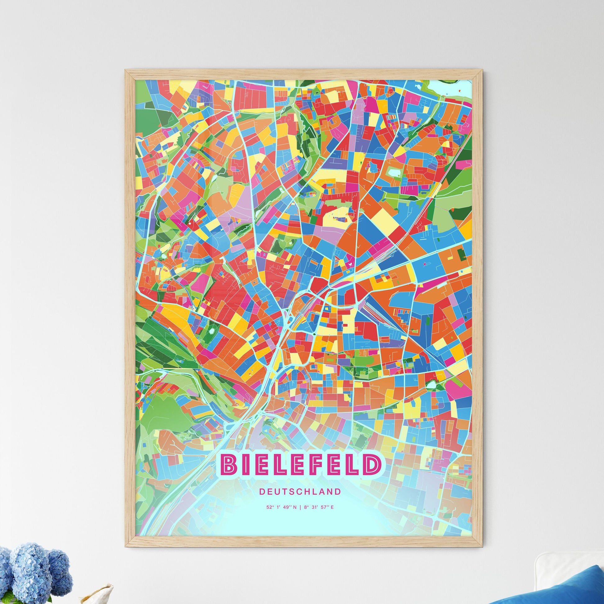Colorful Bielefeld Germany Fine Art Map Crazy Colors