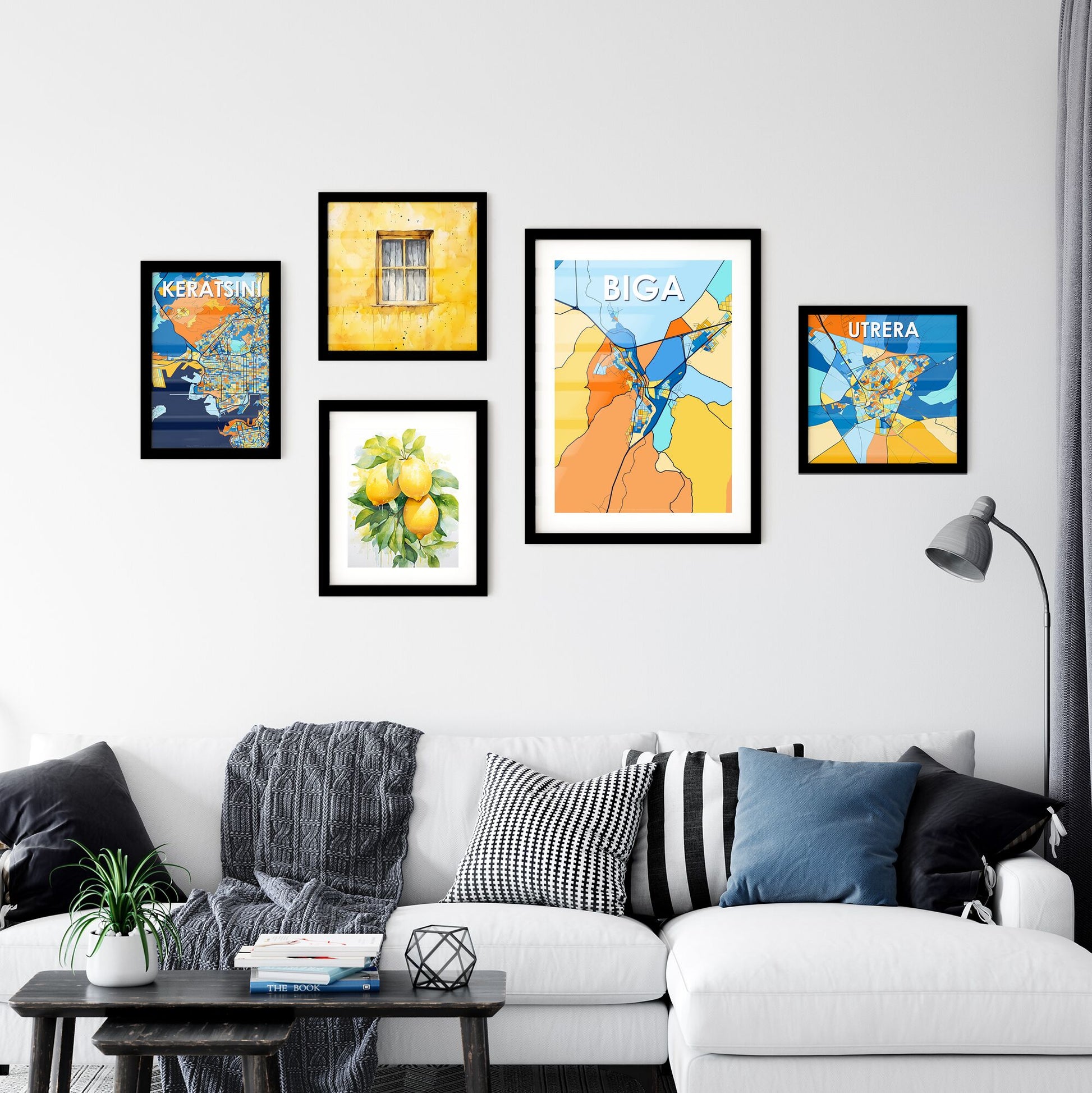 BIGA TURKEY Vibrant Colorful Art Map Poster Blue Orange