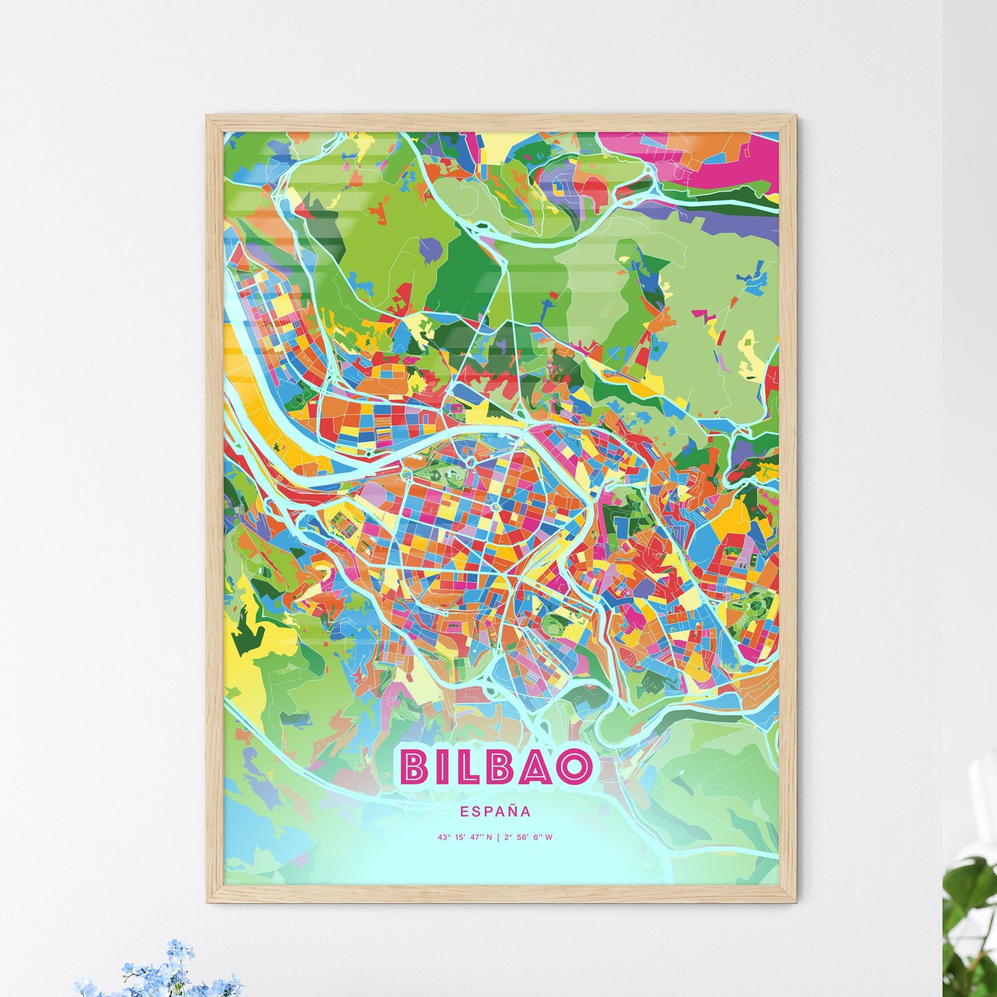 Colorful Bilbao Spain Fine Art Map Crazy Colors