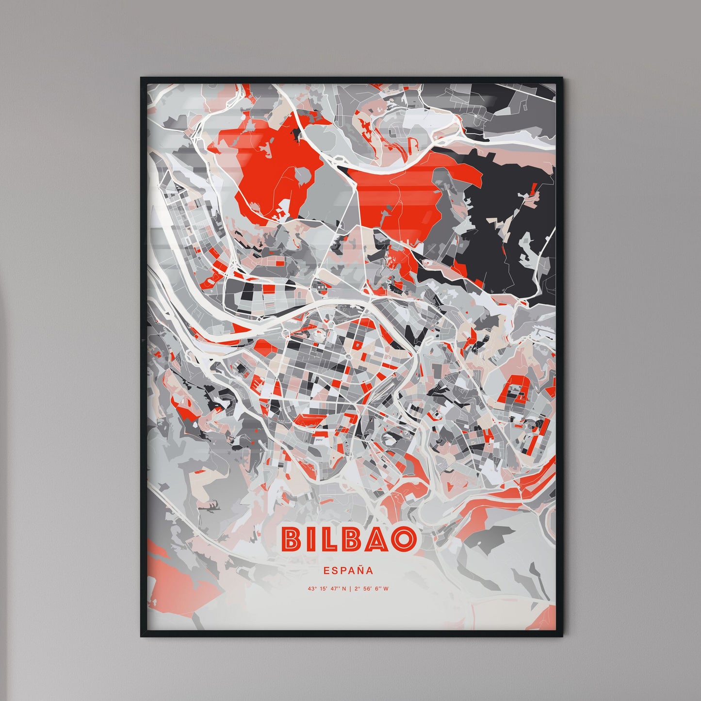 Colorful Bilbao Spain Fine Art Map Modern Expressive