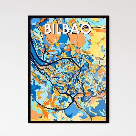 BILBAO SPAIN Vibrant Colorful Art Map Poster Blue Orange