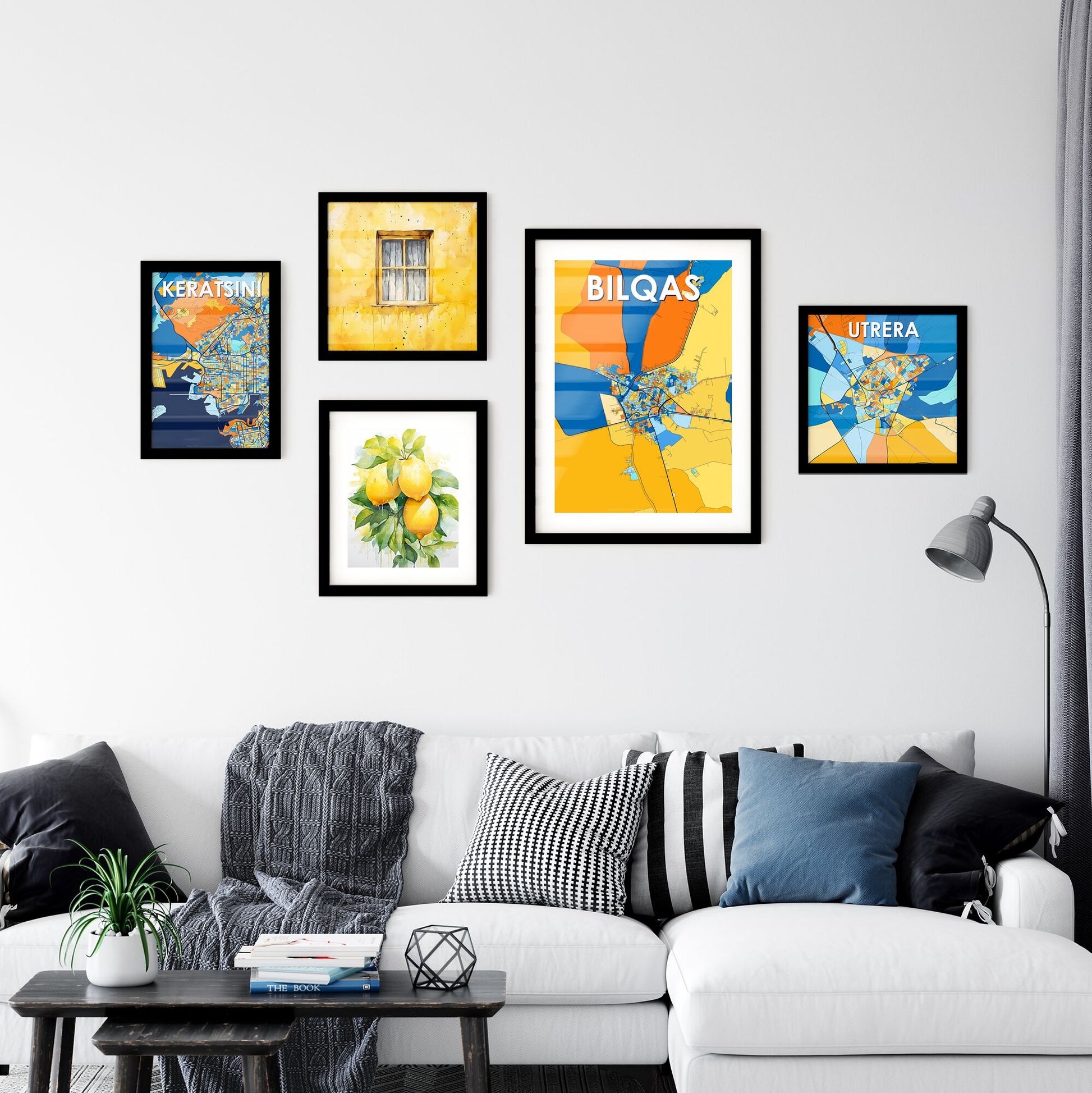 BILQAS EGYPT Vibrant Colorful Art Map Poster Blue Orange