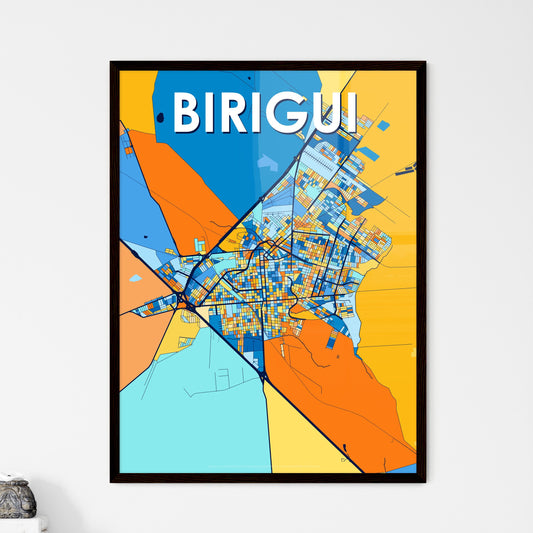 BIRIGUI BRAZIL Vibrant Colorful Art Map Poster Blue Orange