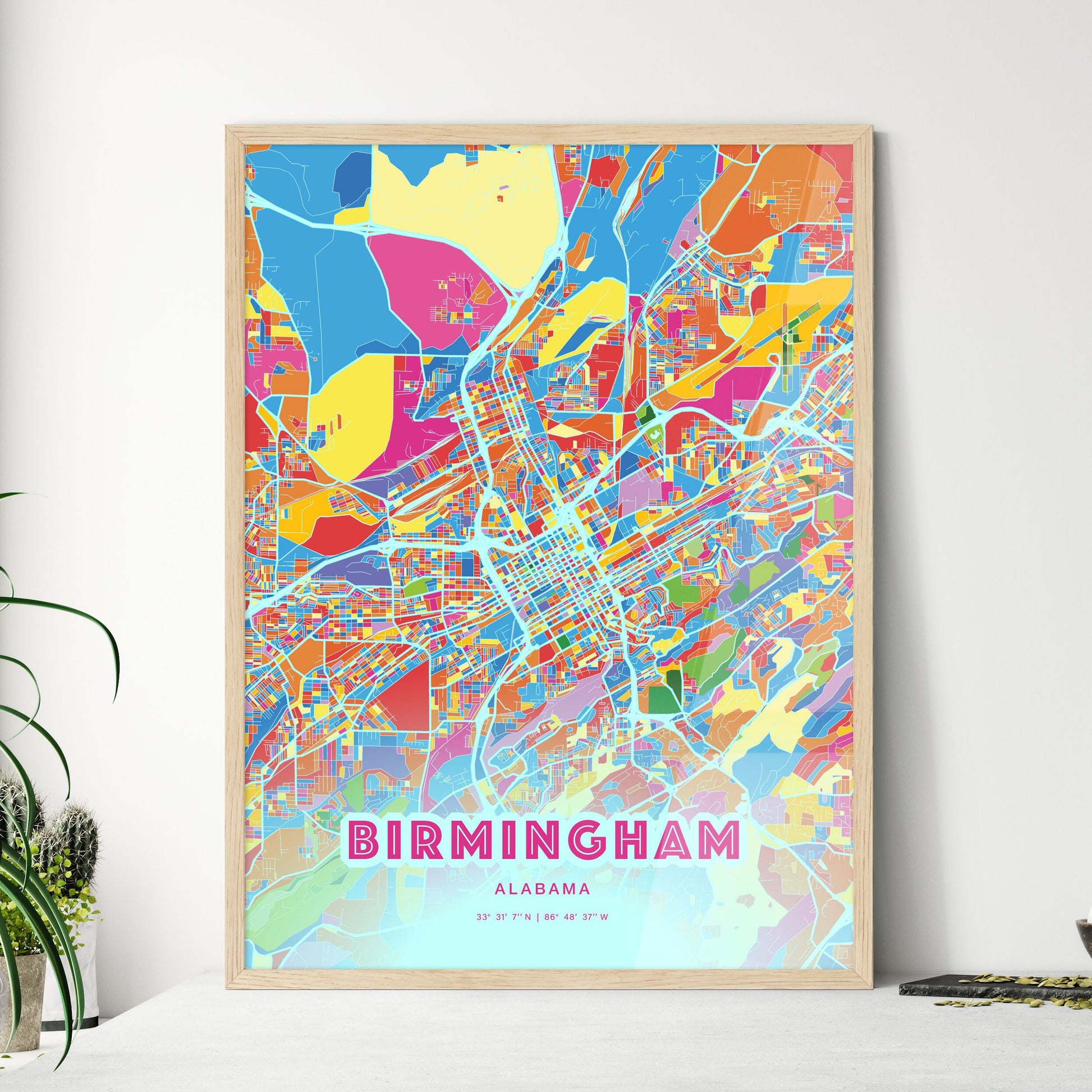 Colorful Birmingham Alabama Fine Art Map Crazy Colors