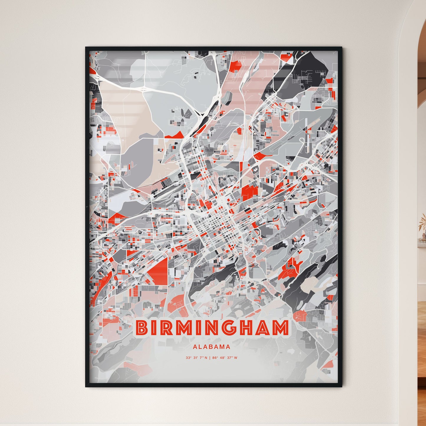 Colorful Birmingham Alabama Fine Art Map Modern Expressive