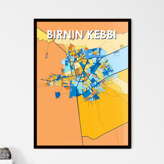 BIRNIN KEBBI NIGERIA Vibrant Colorful Art Map Poster Blue Orange