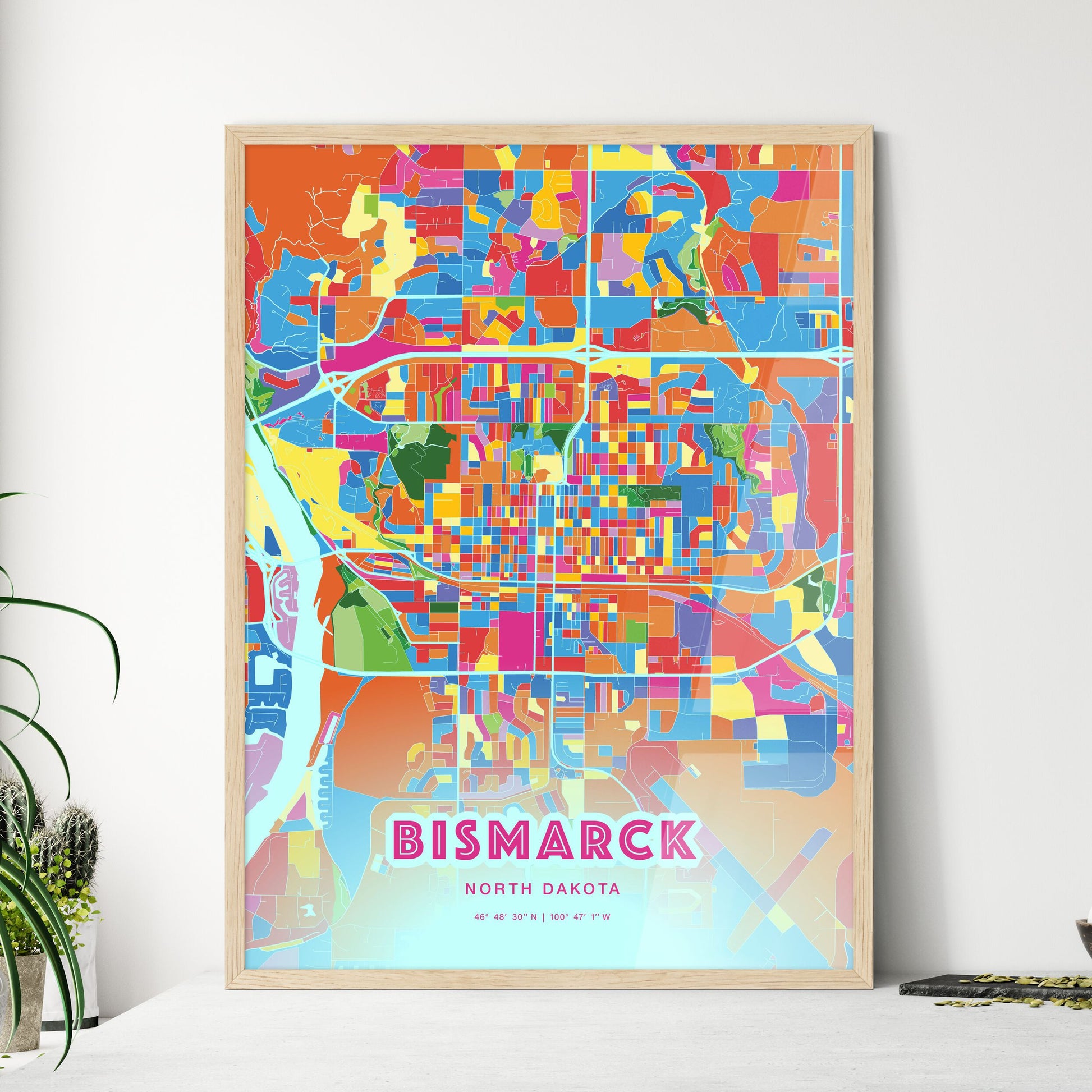 Colorful Bismarck North Dakota Fine Art Map Crazy Colors