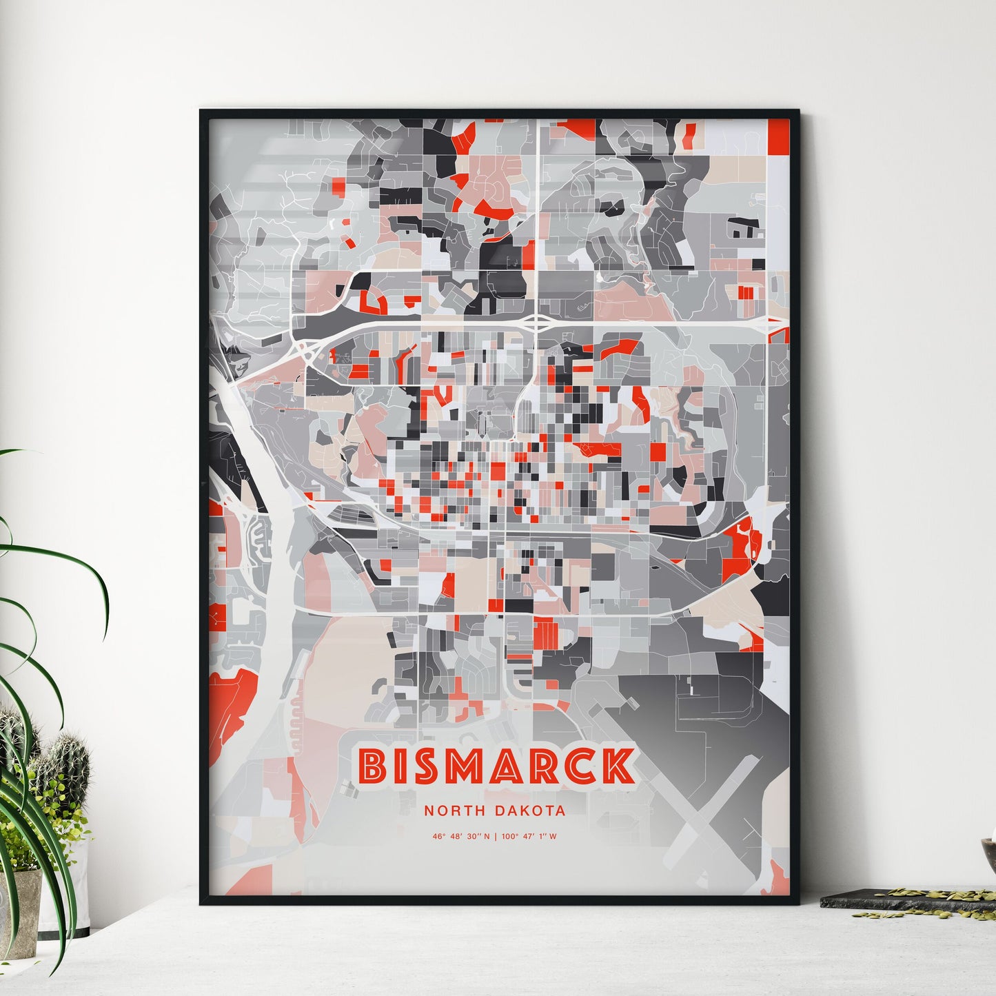 Colorful Bismarck North Dakota Fine Art Map Modern Expressive