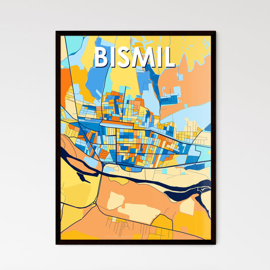 BISMIL TURKEY Vibrant Colorful Art Map Poster Blue Orange