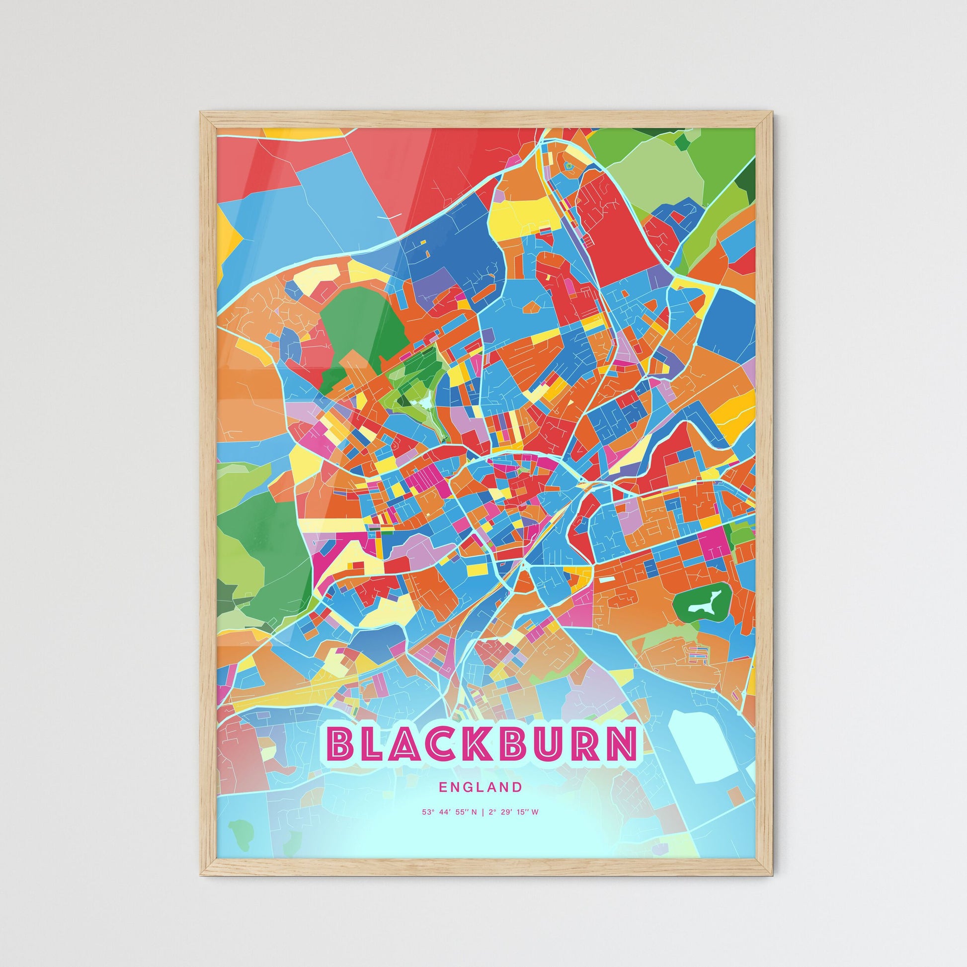 Colorful Blackburn England Fine Art Map Crazy Colors