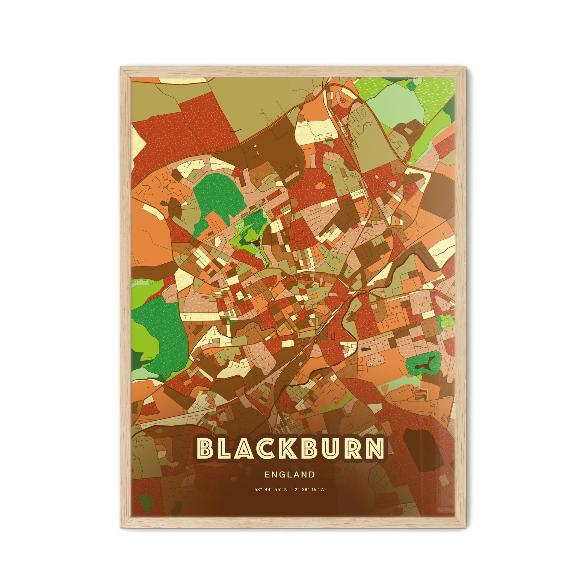 Colorful Blackburn England Fine Art Map Farmhouse