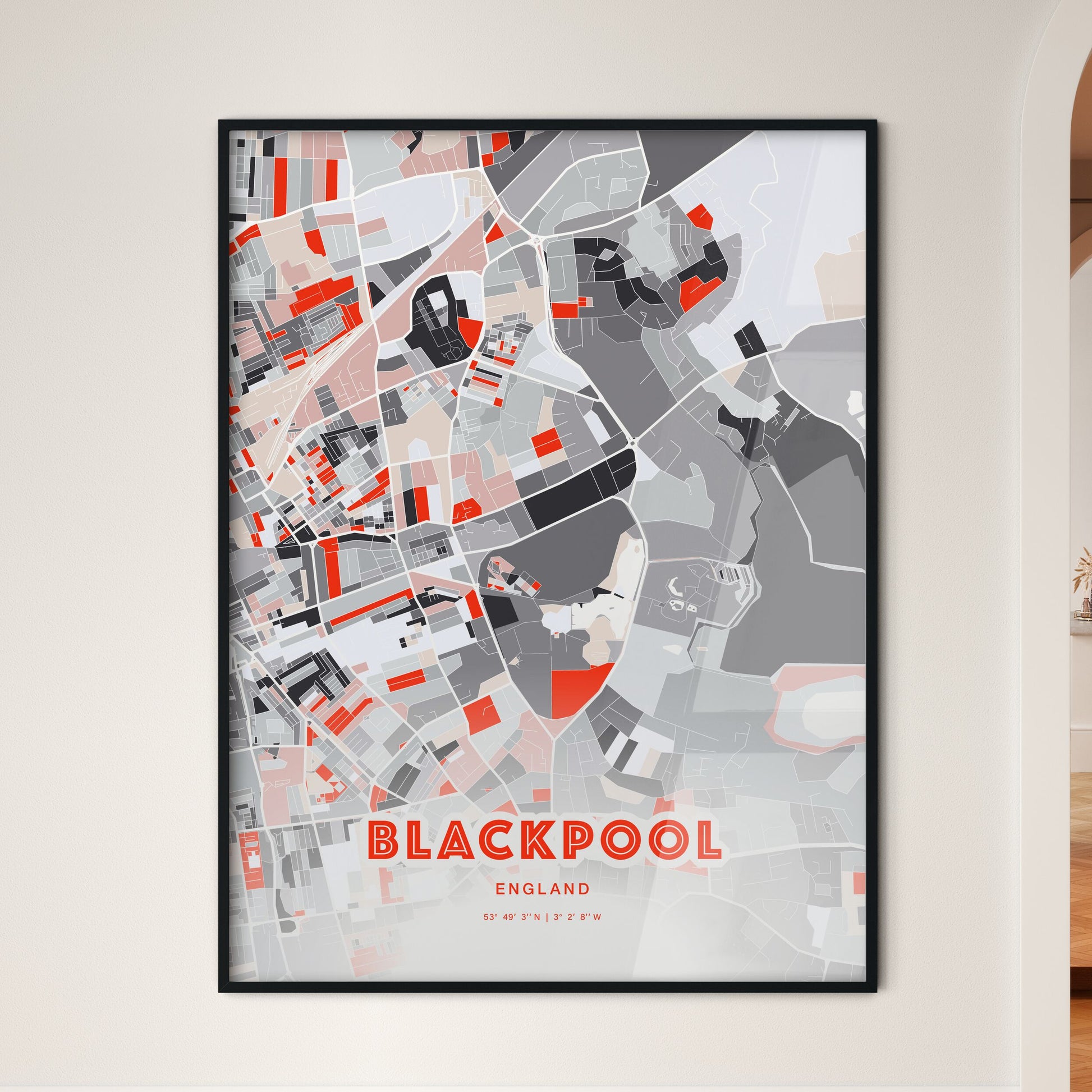 Colorful Blackpool England Fine Art Map Modern Expressive