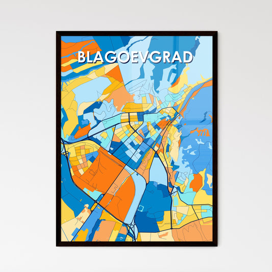 BLAGOEVGRAD BULGARIA Vibrant Colorful Art Map Poster Blue Orange