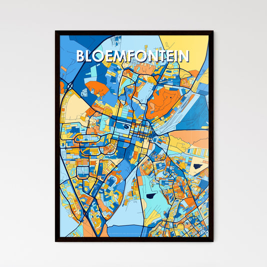 BLOEMFONTEIN SOUTH AFRICA Vibrant Colorful Art Map Poster Blue Orange