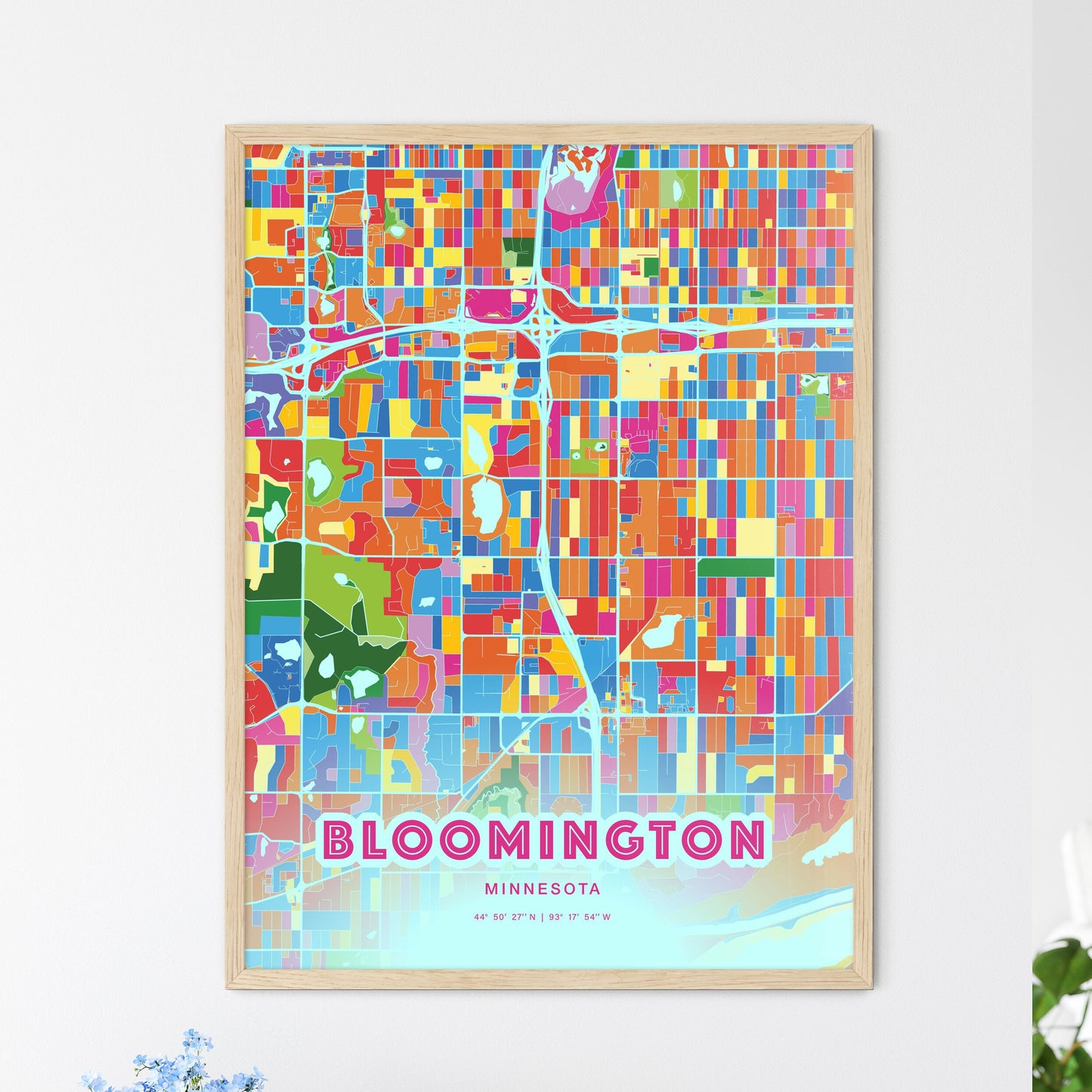 Colorful Bloomington Minnesota Fine Art Map Crazy Colors