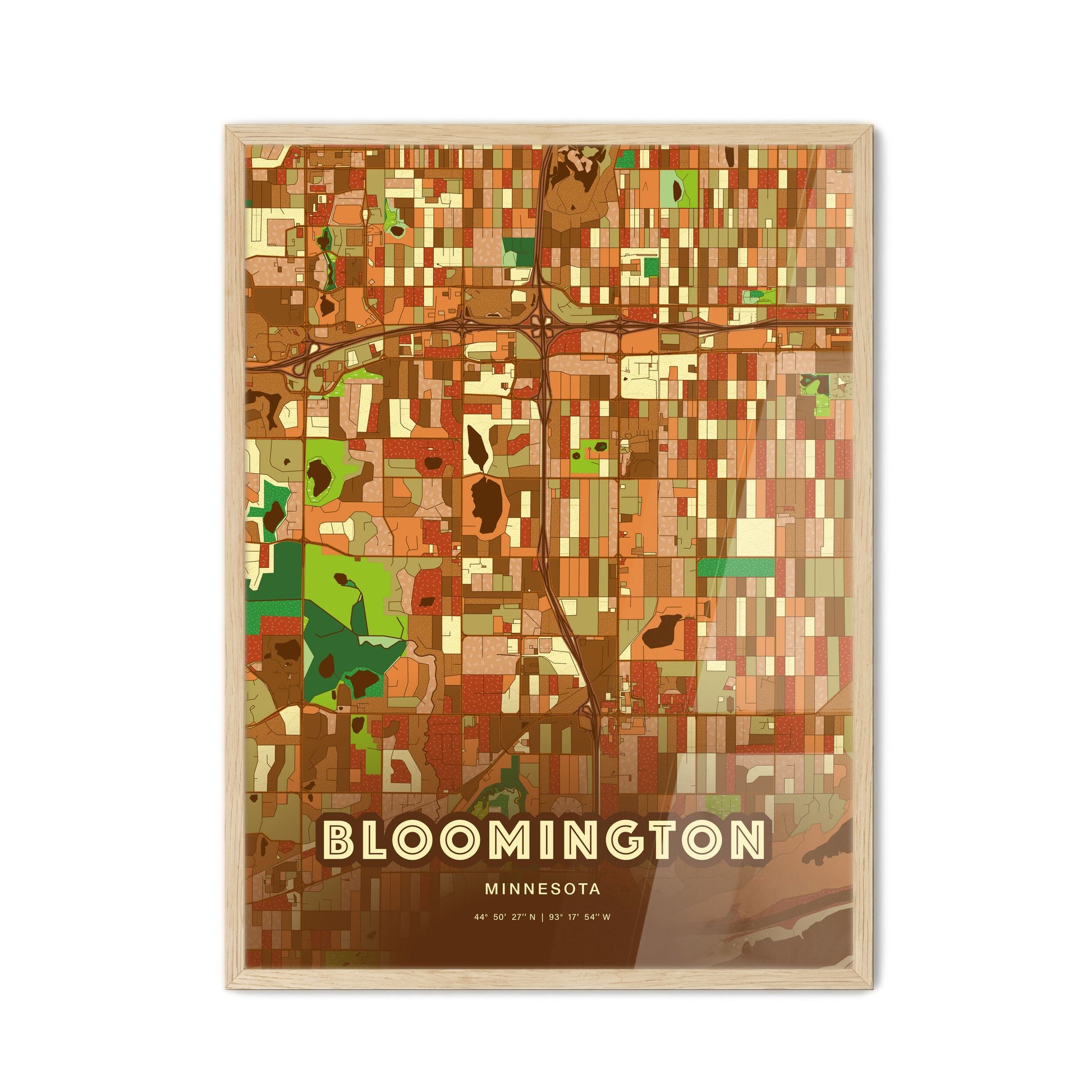 Colorful Bloomington Minnesota Fine Art Map Farmhouse