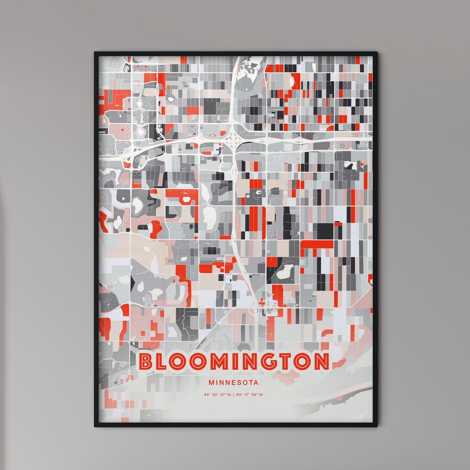 Colorful Bloomington Minnesota Fine Art Map Modern Expressive