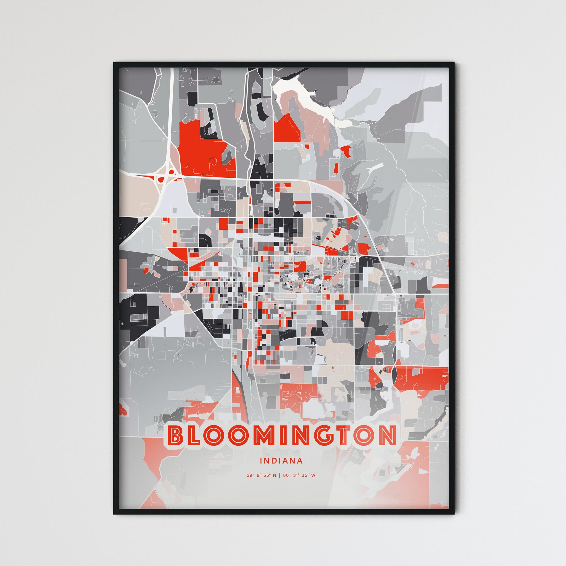Colorful Bloomington Indiana Fine Art Map Modern Expressive