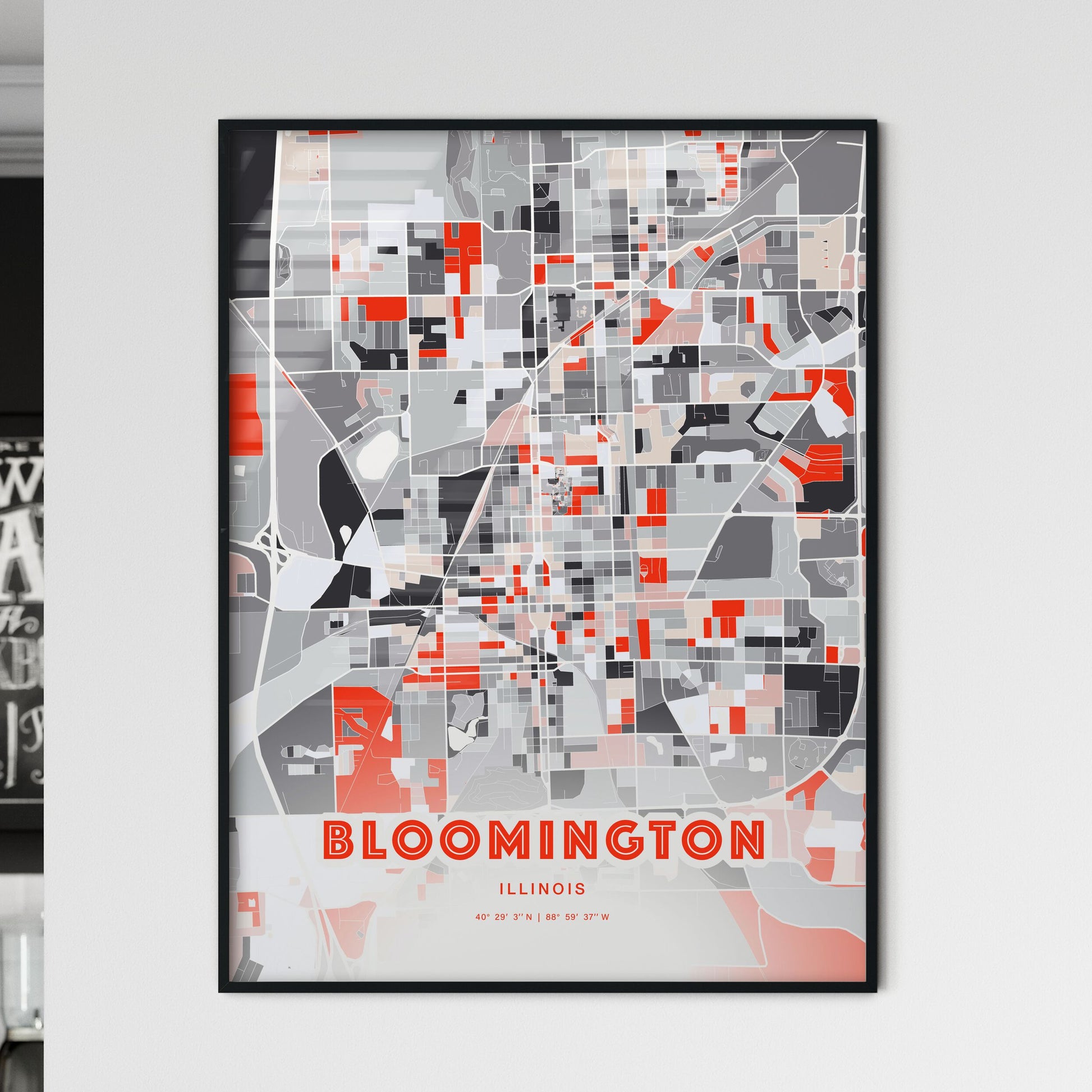 Colorful Bloomington Illinois Fine Art Map Modern Expressive