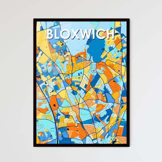 BLOXWICH ENGLAND Vibrant Colorful Art Map Poster Blue Orange