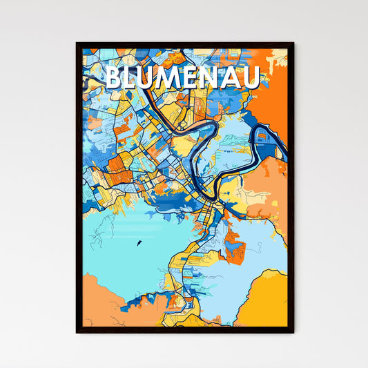 BLUMENAU BRAZIL Vibrant Colorful Art Map Poster Blue Orange