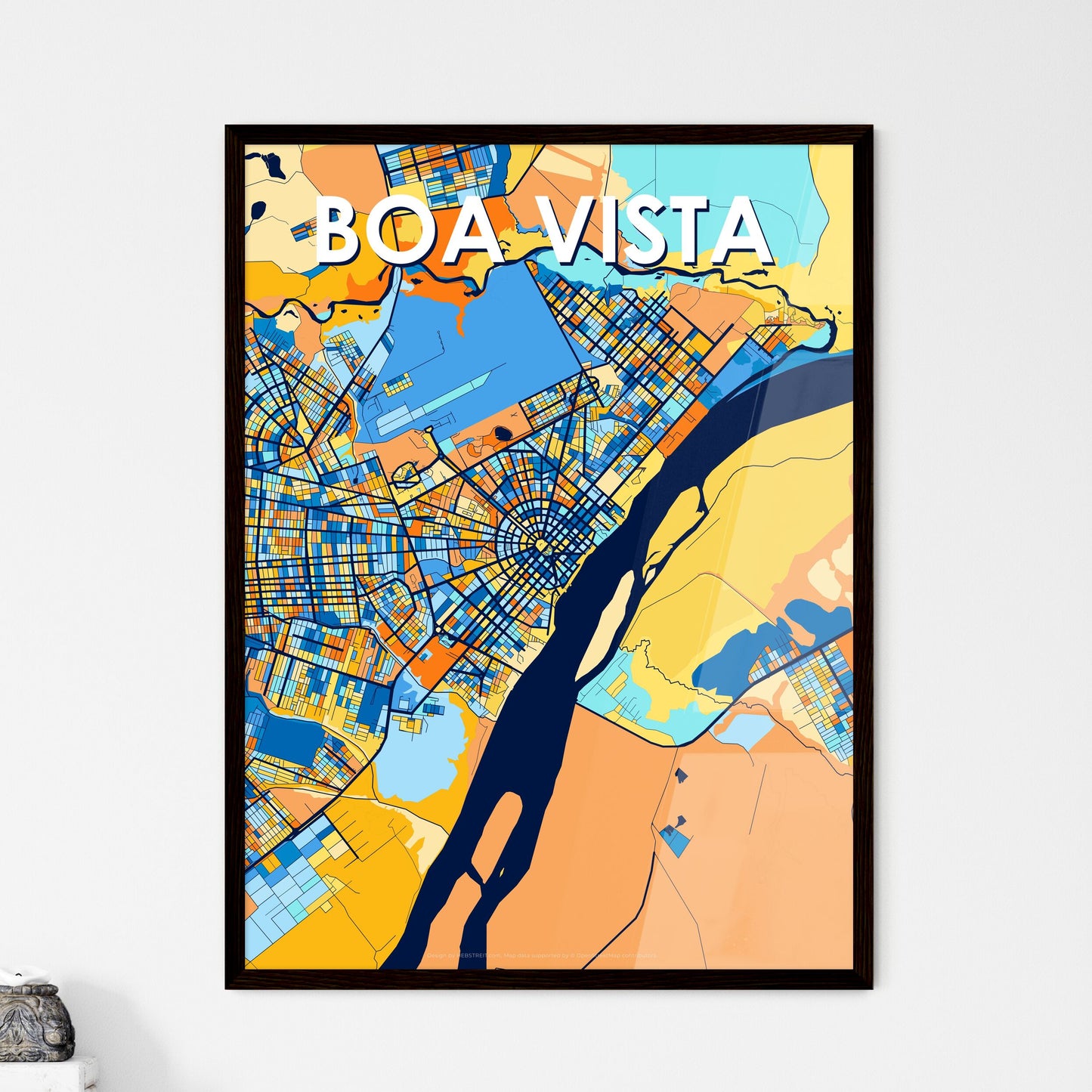 BOA VISTA BRAZIL Vibrant Colorful Art Map Poster Blue Orange