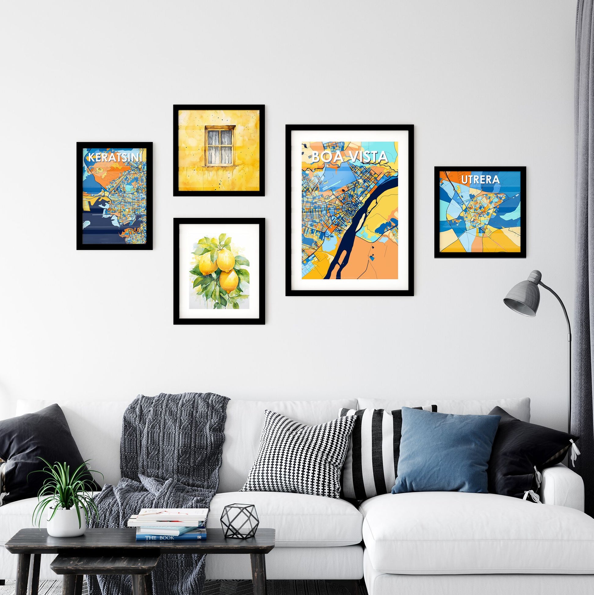 BOA VISTA BRAZIL Vibrant Colorful Art Map Poster Blue Orange