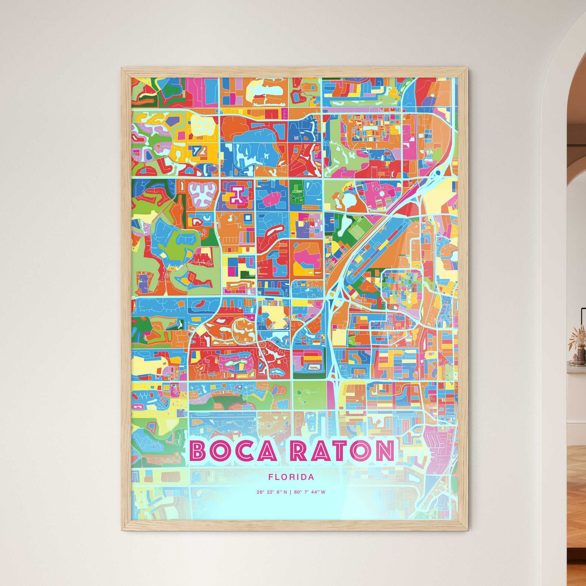 Colorful Boca Raton Florida Fine Art Map Crazy Colors