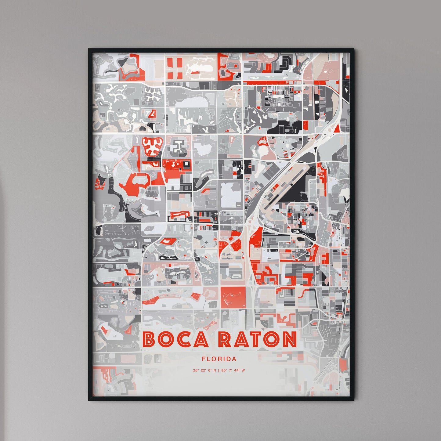 Colorful Boca Raton Florida Fine Art Map Modern Expressive