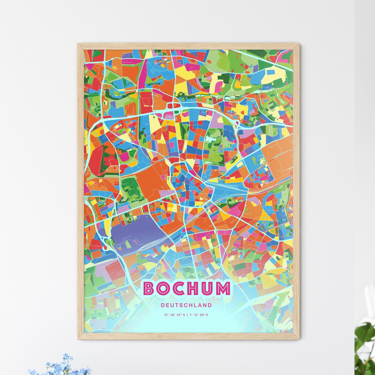 Colorful Bochum Germany Fine Art Map Crazy Colors