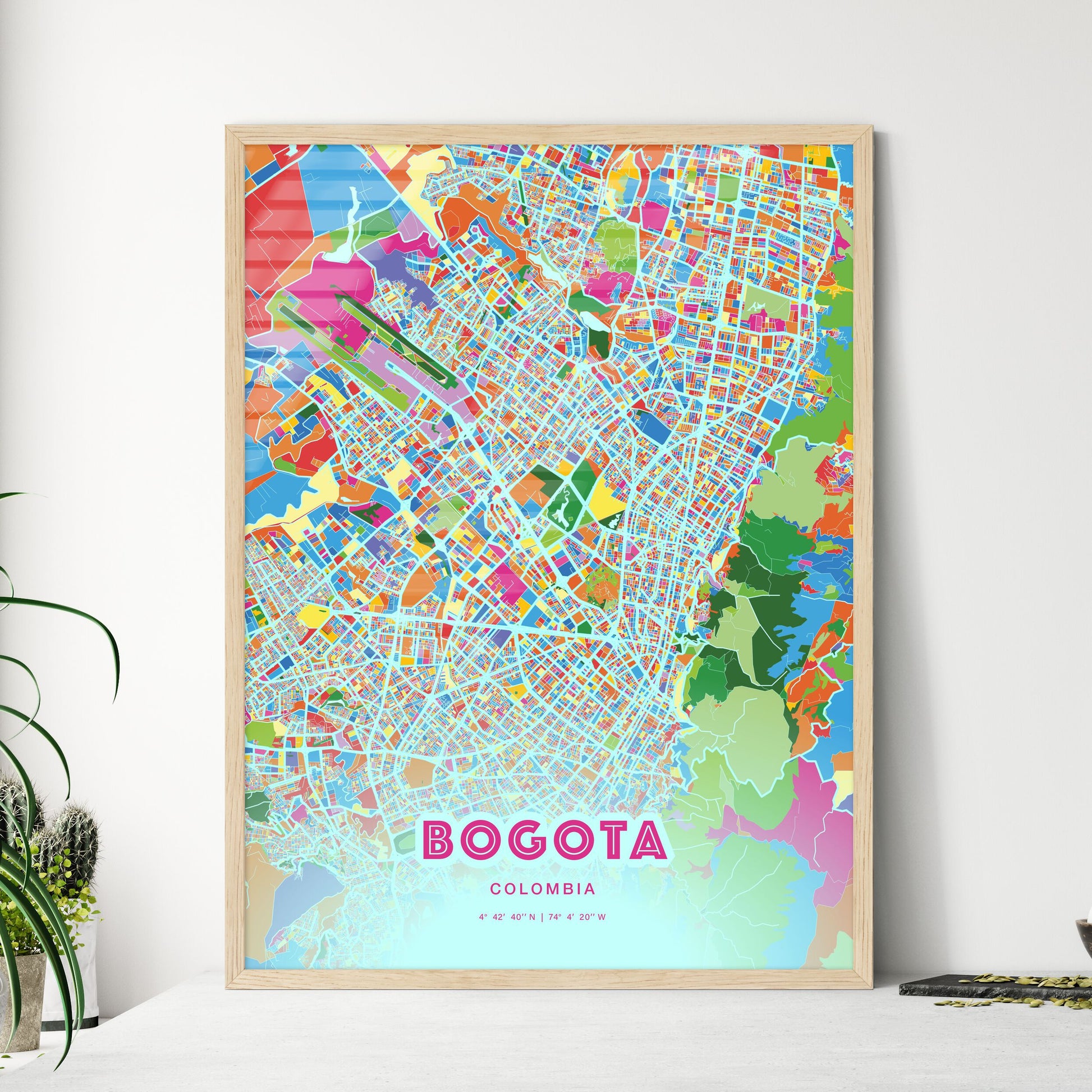 Colorful Bogota Colombia Fine Art Map Crazy Colors