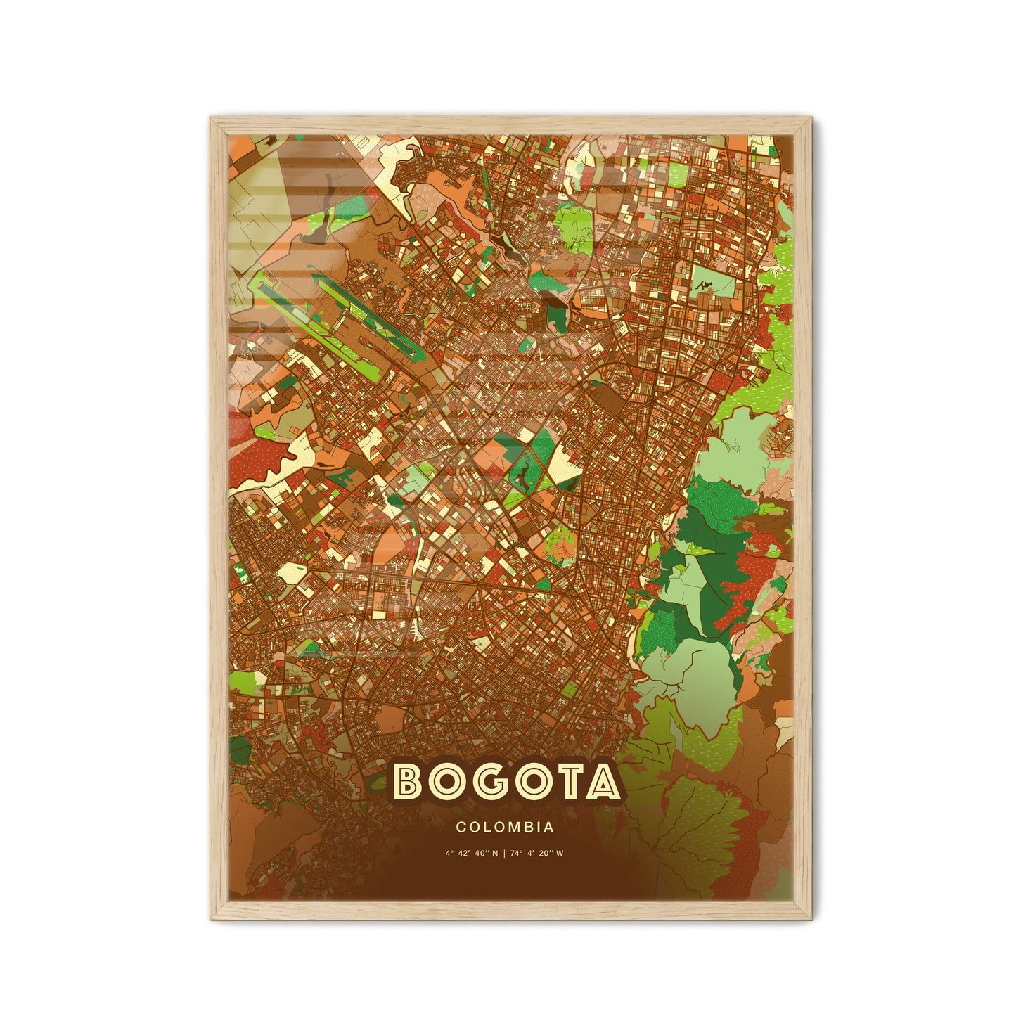 Colorful Bogota Colombia Fine Art Map Farmhouse