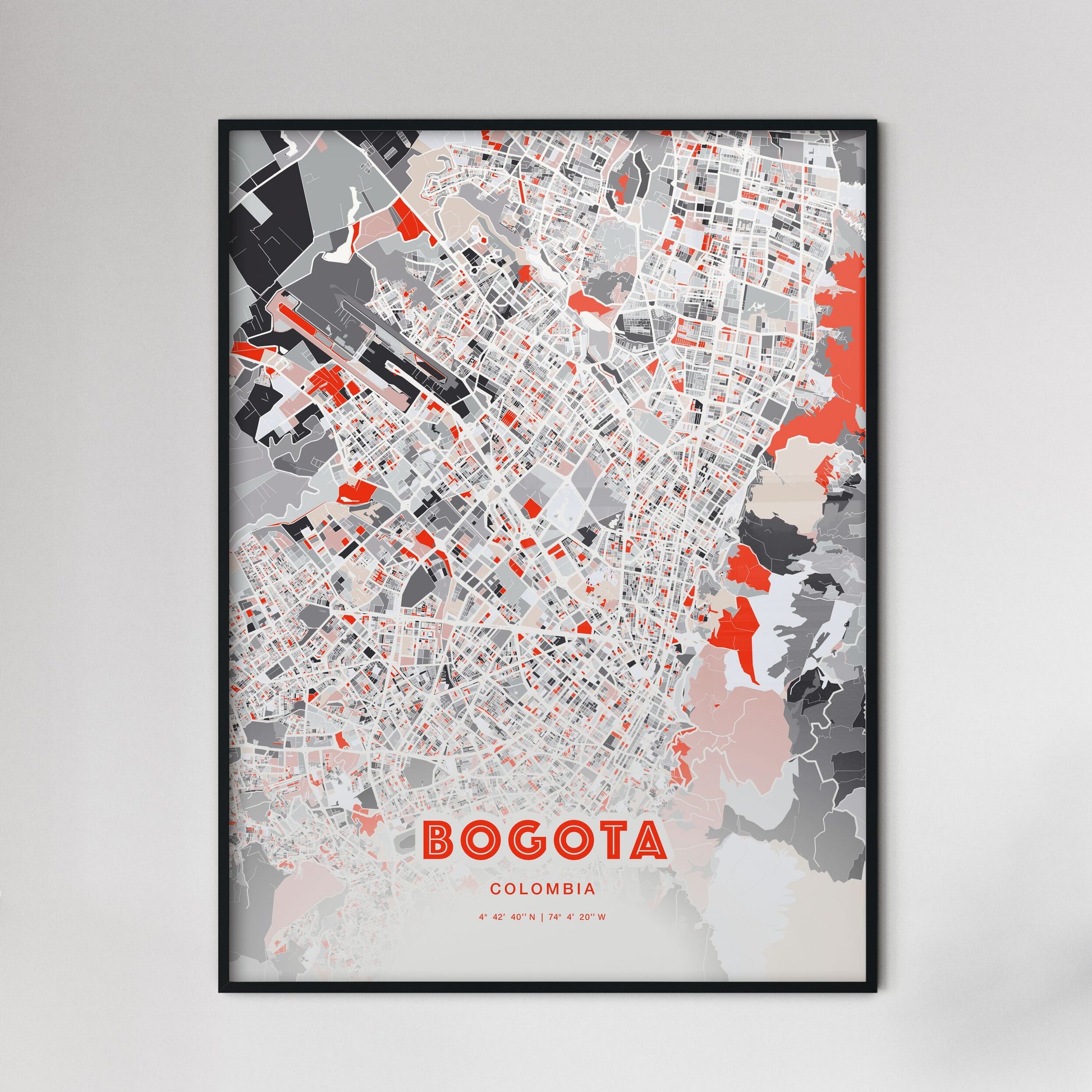 Colorful Bogota Colombia Fine Art Map Modern Expressive