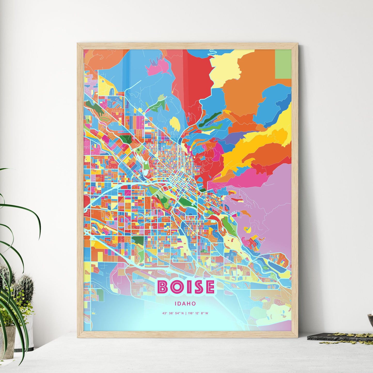 Colorful Boise Idaho Fine Art Map Crazy Colors