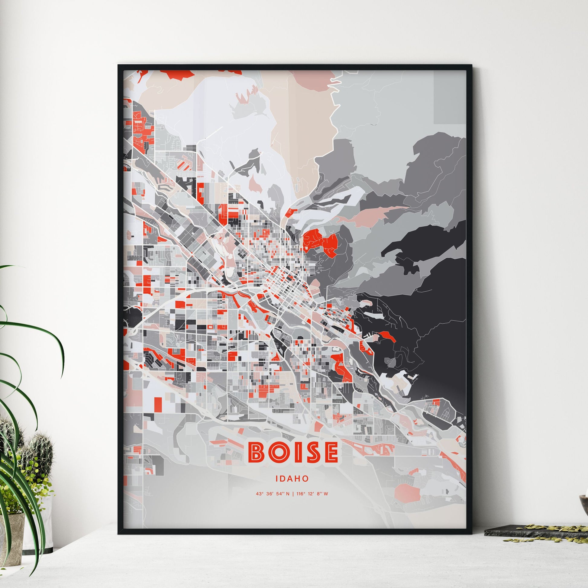 Colorful Boise Idaho Fine Art Map Modern Expressive