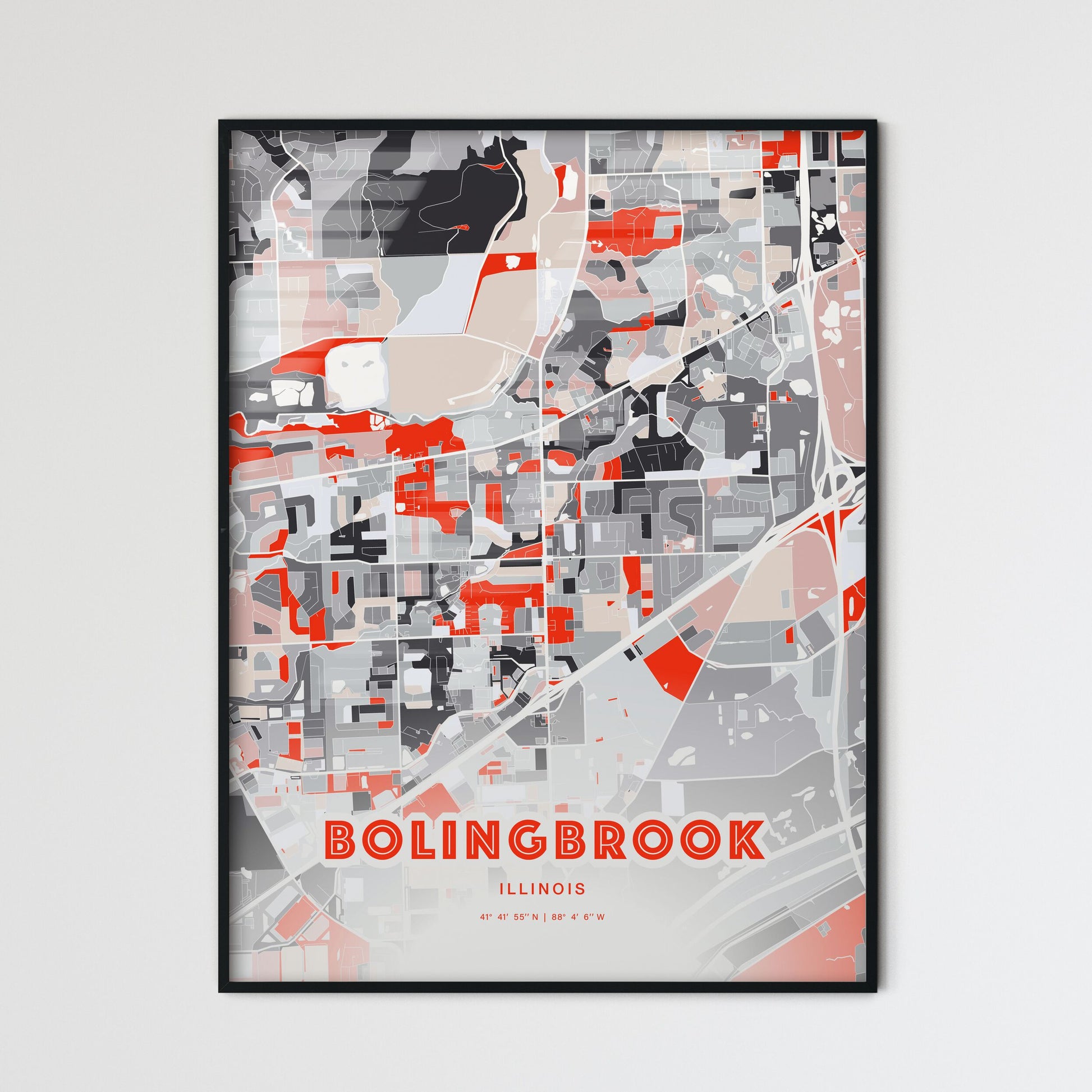 Colorful Bolingbrook Illinois Fine Art Map Modern Expressive