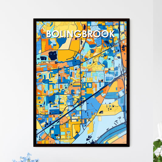 BOLINGBROOK ILLINOIS Vibrant Colorful Art Map Poster Blue Orange