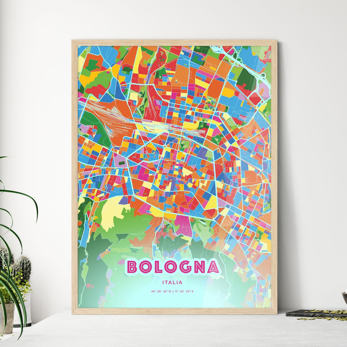 Colorful Bologna Italy Fine Art Map Crazy Colors