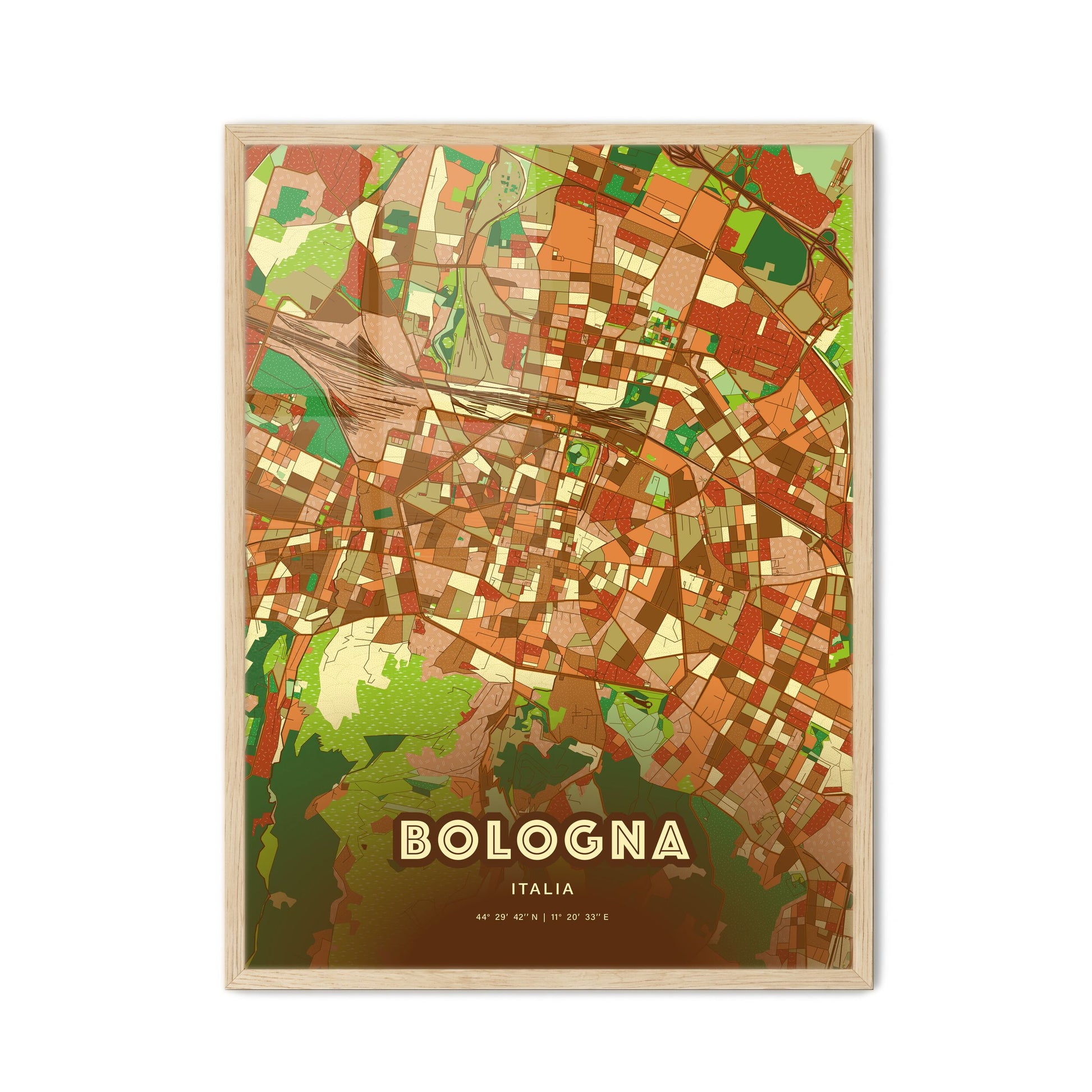 Colorful Bologna Italy Fine Art Map Farmhouse