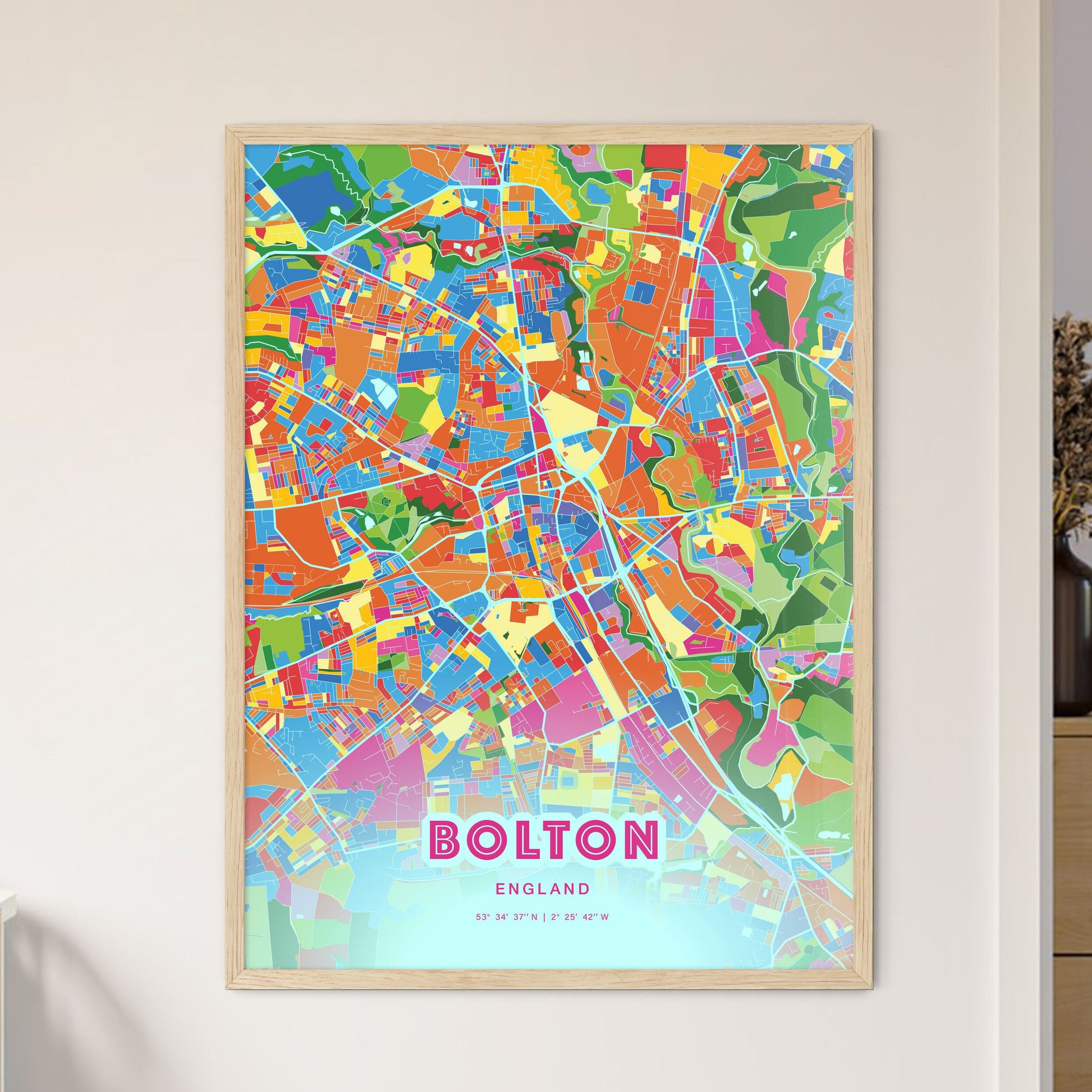 Colorful Bolton England Fine Art Map Crazy Colors