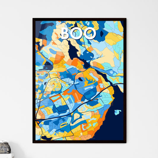 BOO SWEDEN Vibrant Colorful Art Map Poster Blue Orange