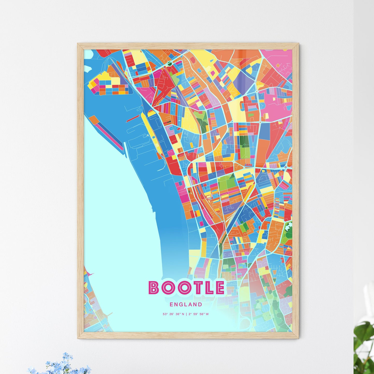 Colorful Bootle England Fine Art Map Crazy Colors