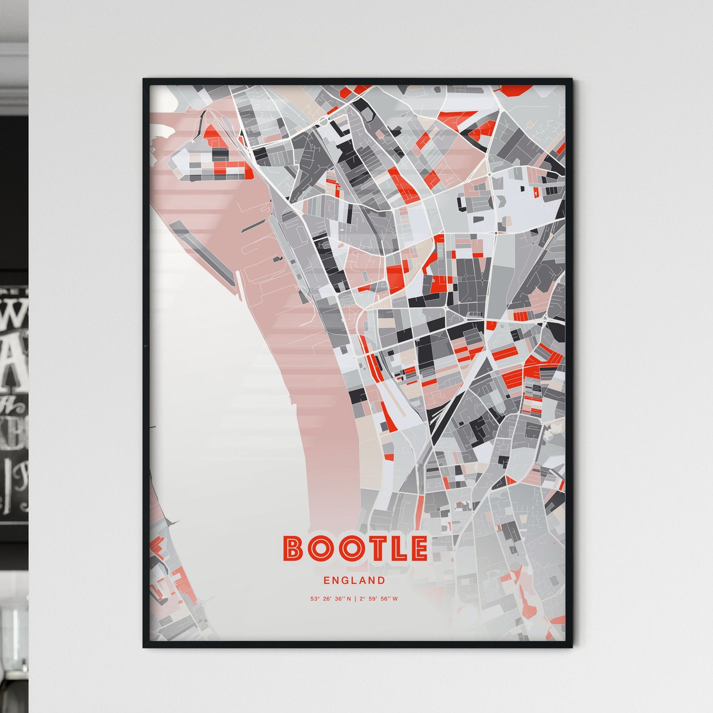 Colorful Bootle England Fine Art Map Modern Expressive