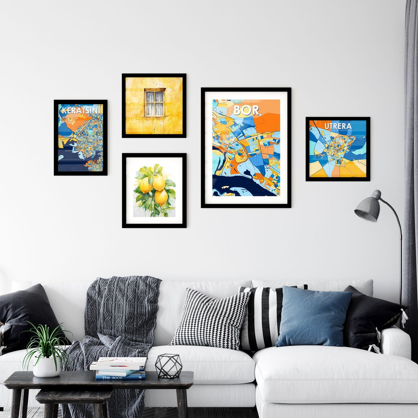 BOR RUSSIA Vibrant Colorful Art Map Poster Blue Orange