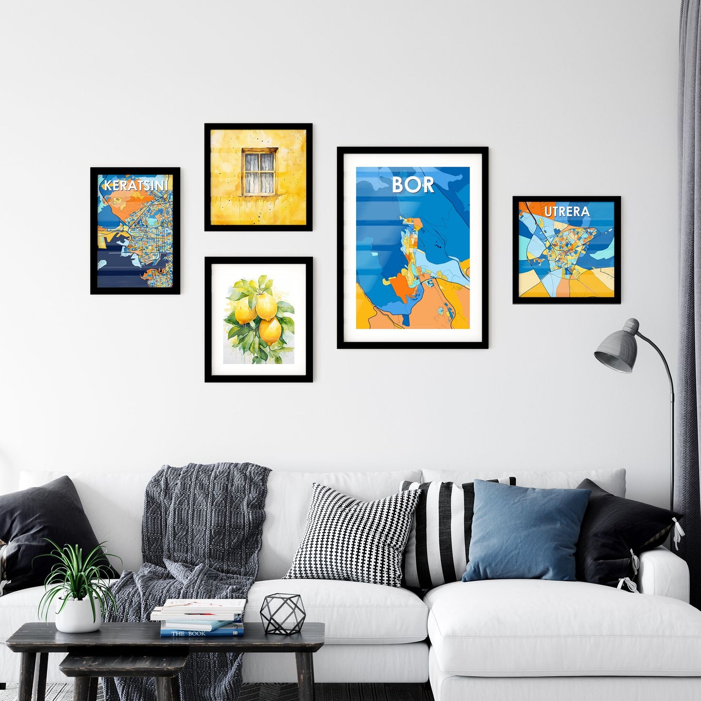 BOR SERBIA Vibrant Colorful Art Map Poster Blue Orange